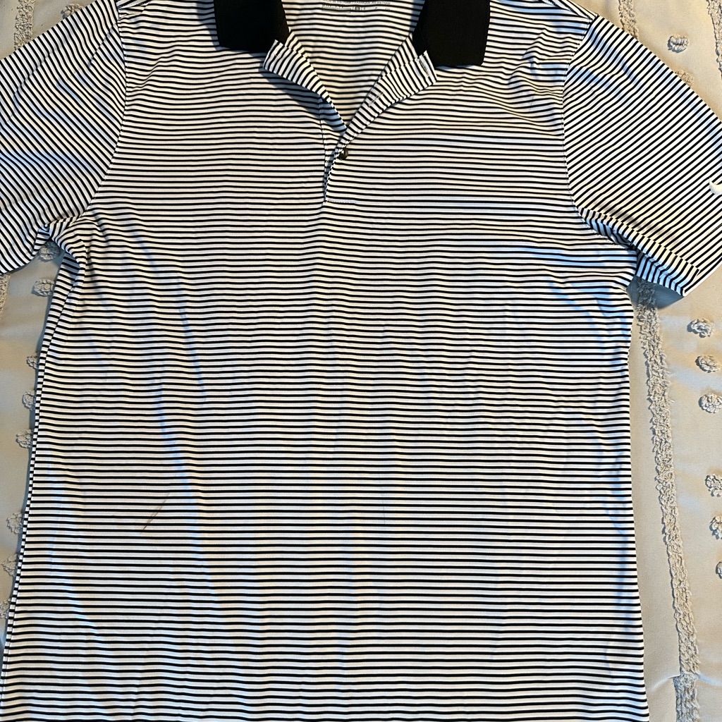 Nike Golf Black And White Striped Polo Shirt Sz Small * Small Mark On Shirt*